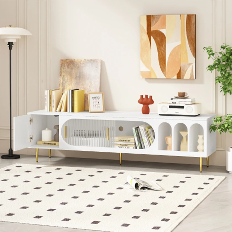 

U-Can Modern TV Stand for up to 70 Inch TV, Entertainment Center TV Media Console Table, with 3 Shelves and 2 Cabinets