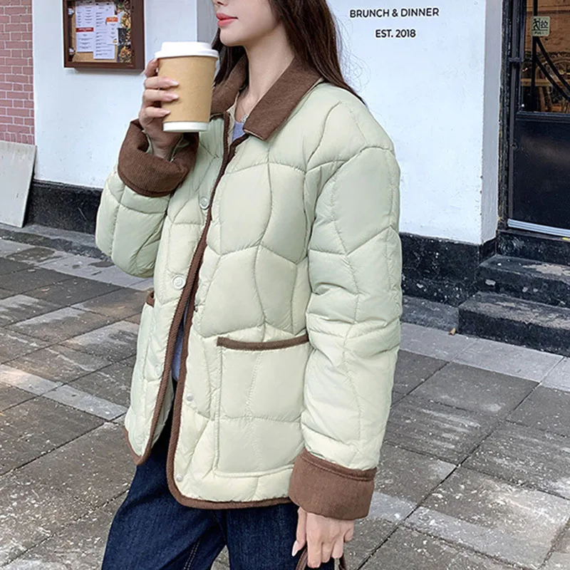 

corduroy splices cotton padded coat for women vintage loose thicken outwears women's winter jacket fashion warm Winter coat