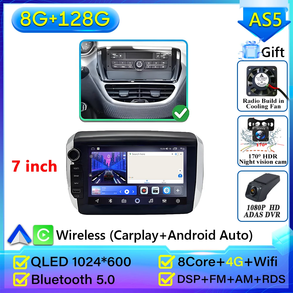 For Peugeot 208 2008 Series 2012-2018 Car Radio Carplay Navigation GPS Stereo Android Auto Screen Display Bluetooth Autoradio BT image 3