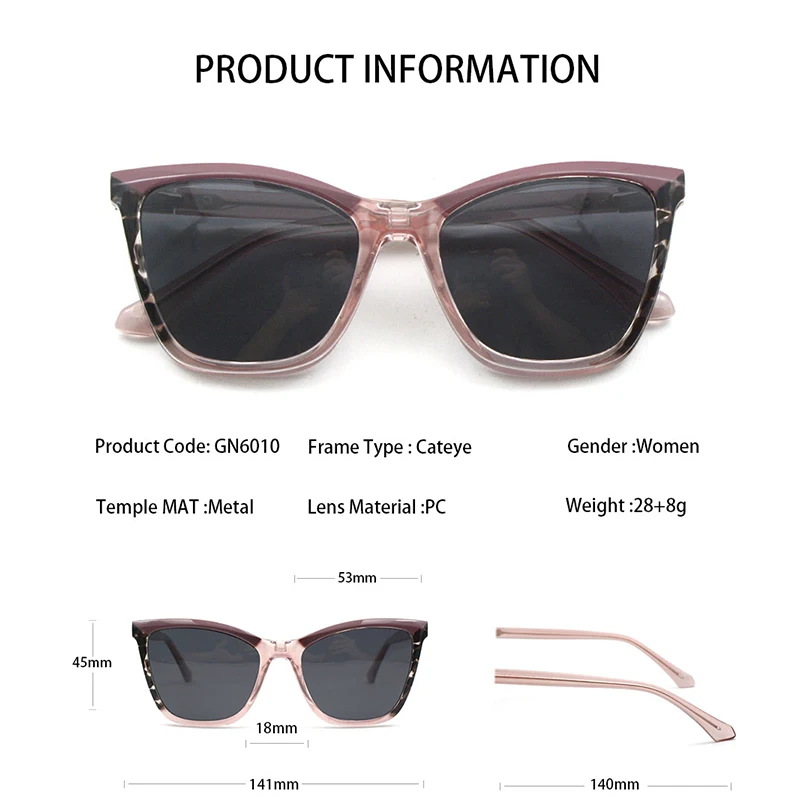 KANDREA 패션 편광 선글라스 프레임 여성 남성 빈티지 Cateye 자석 클립 광학 처방 안경 안경 GN6010