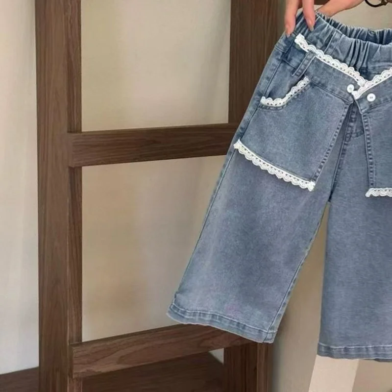 Korean Children's Clothing Girls' Jeans 2025 Autumn New Style Children's Fashion Pants Baby Blue Casual Pants