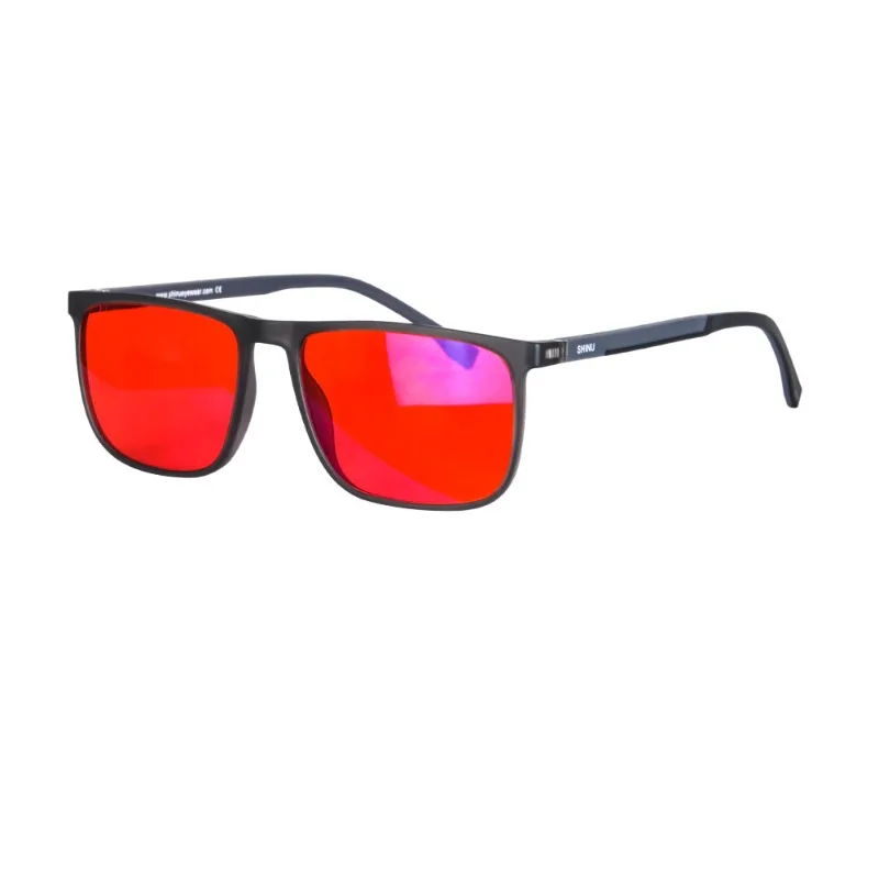 

SHINU Red Lens Sleep Glasses Nighttime Blue Light Protection Glasses Red Light Melatonin Sleep Tr90 Glasses Men 137mm Wide