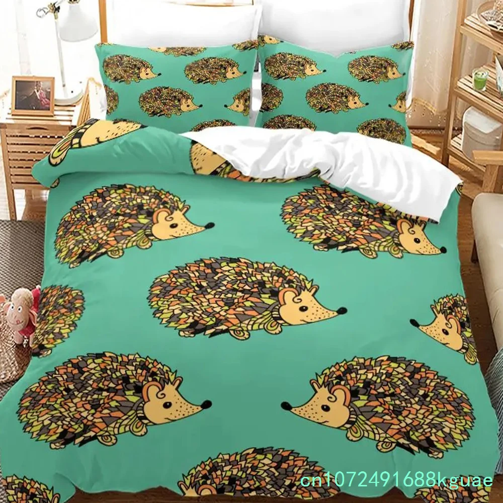 Lovely Animal Hedgehog Bedding Set 3D Print Comfortable Queen King Single Duvet Cover Set Home Textile Decoration Scenery 4
