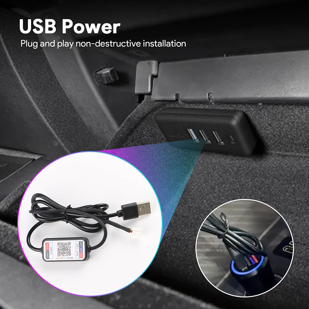 

Для Mini Cooper Countryman U25 2024 2025 13,5 см/53,35 дюйма Автомобильный RGB USB APP Управление передним лобовым стеклом Светодиодная цветная полоса света