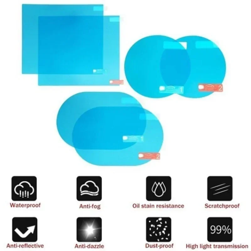 Car Rearview Mirror Protective Film Anti Fog Membrane Anti-Glare Waterproof Rainproof Car Sticker Clear Film