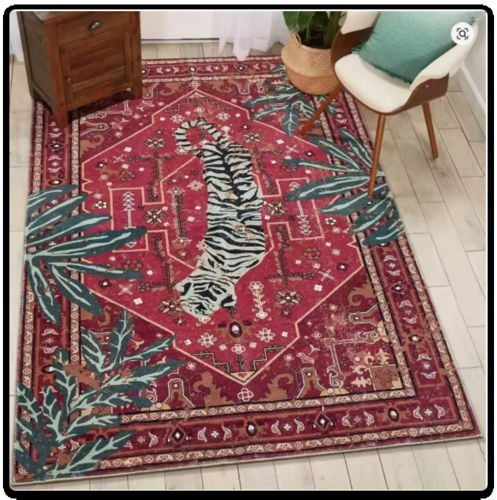 Symmetric Vintage Jungle Leopard  Multicolor Carpet Soft Non-slip Mat Rug for Living Room Home Decor Bedroom Rug Coffee Table