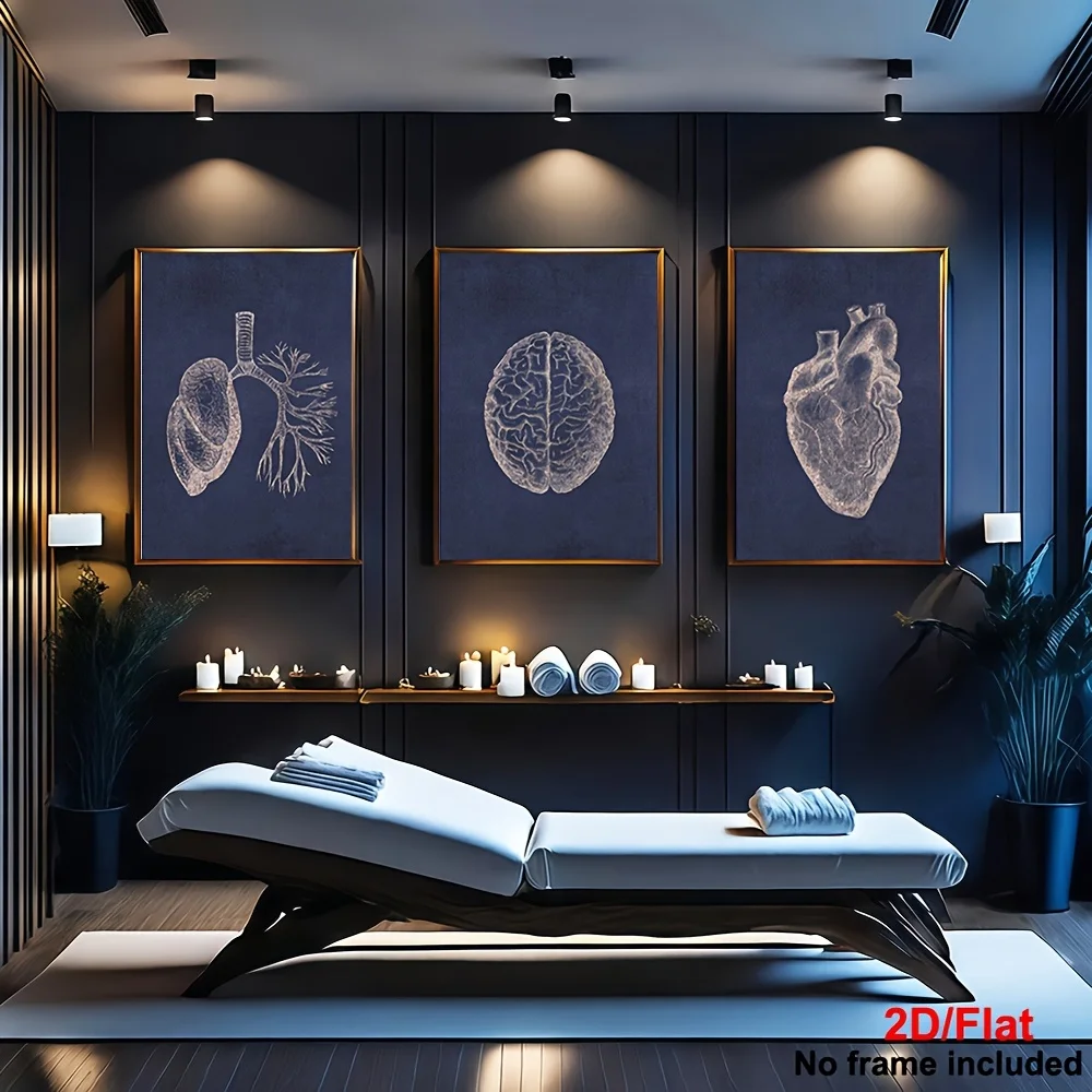 2D plat, 3 pièces ensemble d'art mural de santé mentale minimaliste moderne-affiches d'affirmation d'auto-émeem et citations positives impressions sur toile et s