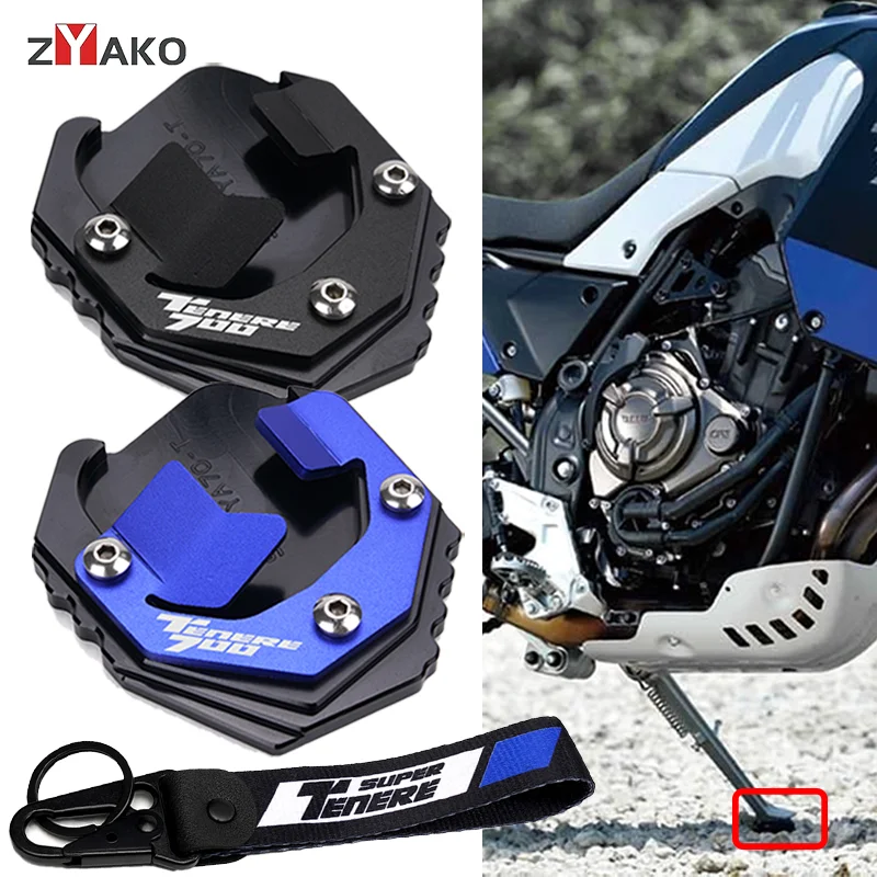 Tenere700 pour Yamaha Tenere 700 T7 World Raid 2024 accessoires de moto CNC pied support latéral béquille agrandisseur Pad porte-clés