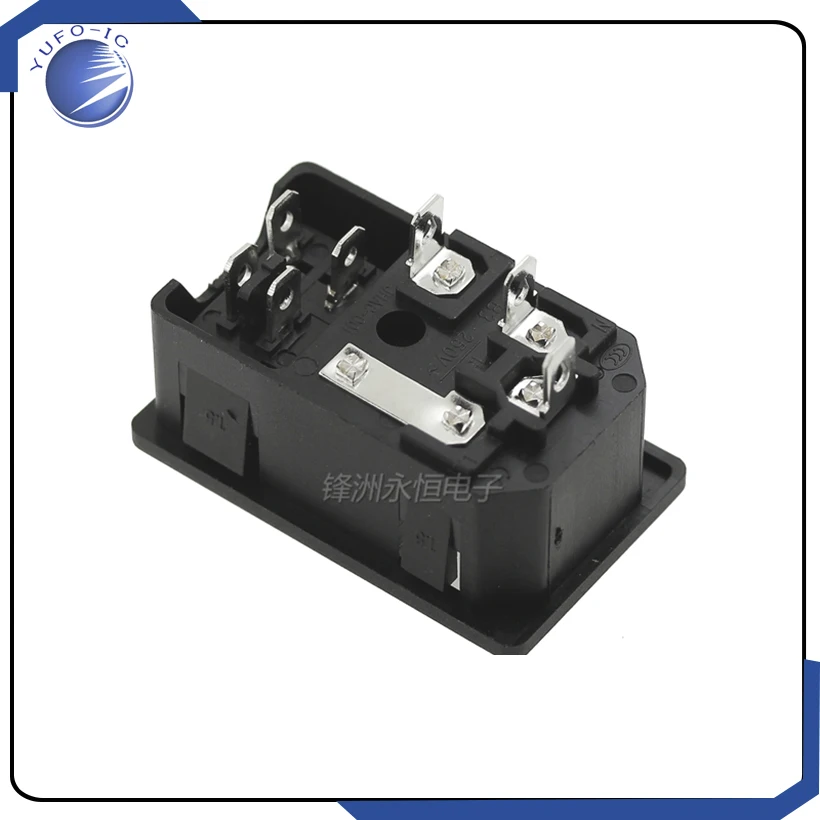 Gratis Pengiriman 2 Buah AC-01 Baru Hitam Merah AC 250V 10A 3 Terminal Soket Daya dengan Tempat Sekering 5*20MM 4PIN