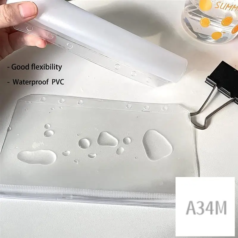 A34M-100 個透明 A6 バインダーポケット PVC カードルーズリーフバッグ現金封筒予算バインダー