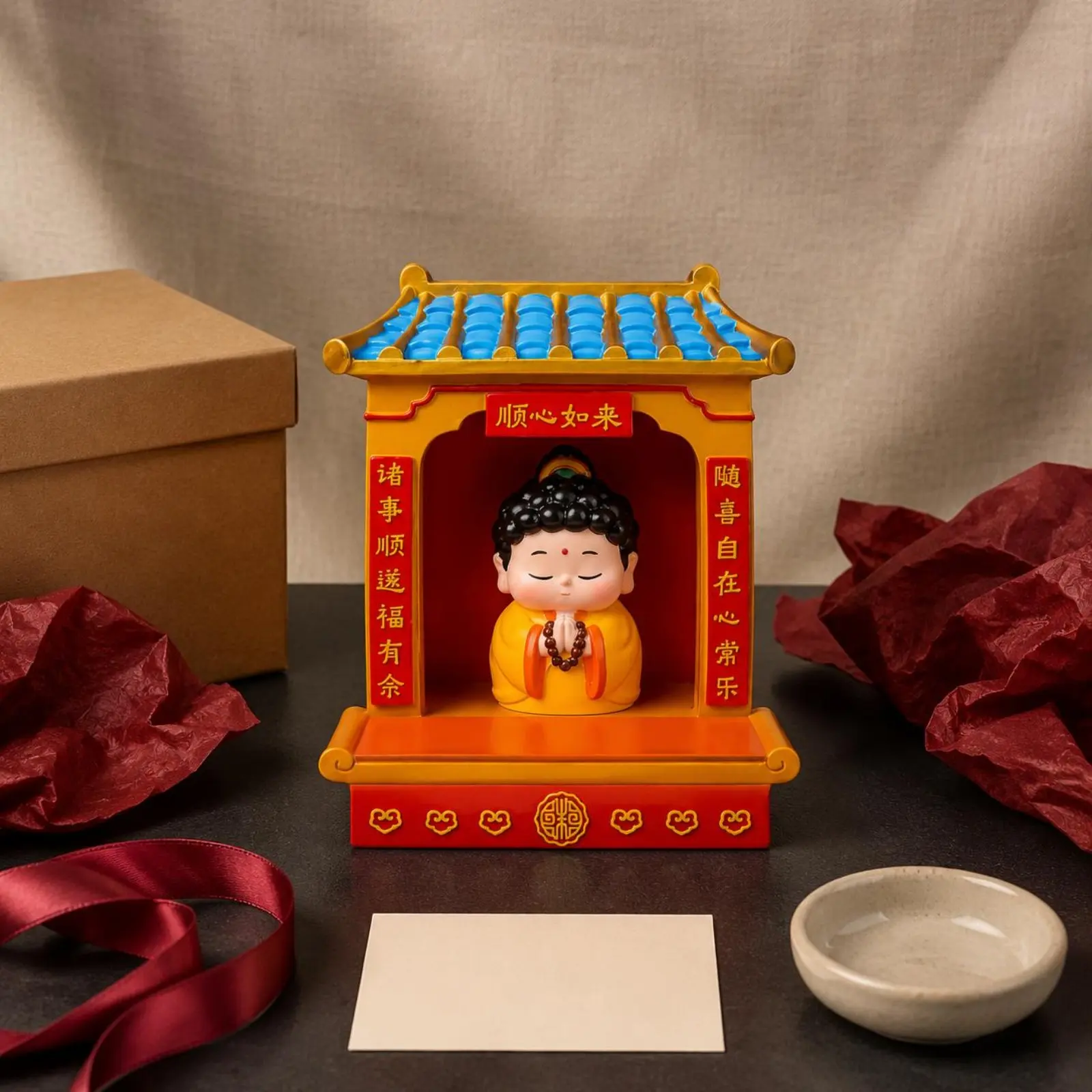 

Fortune Shrine Ornament Gift Idea Office Desk Shrine Mini Altar Decor Compact Size Feng Shui Wealth Statue Resin Material