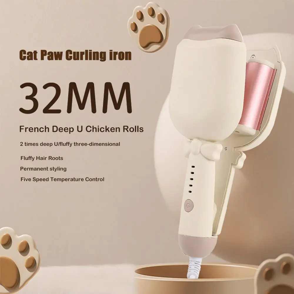 

32 мм щипцы для завивки пляжных волн, 5-скоростная регулировка, быстрый нагрев, щипцы для завивки волос, защита от ожогов, простая в использовании ионная волна для волос