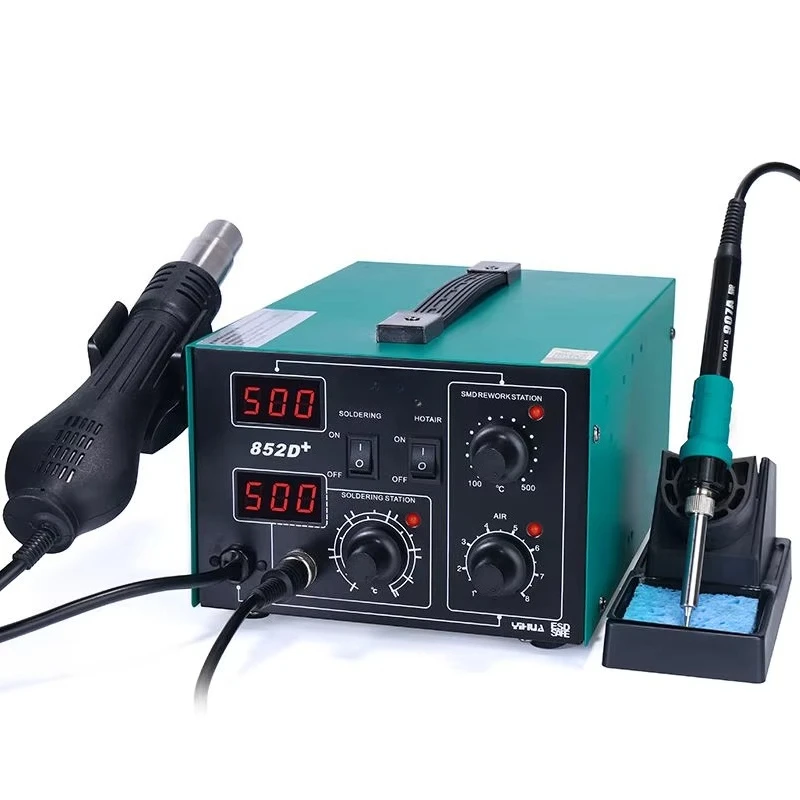 

YIHUA 852D+ Series 2 in 1 Hot Air Rework Station with Soldering IronHot air Gun Preheat BGA Rework Soldering Station