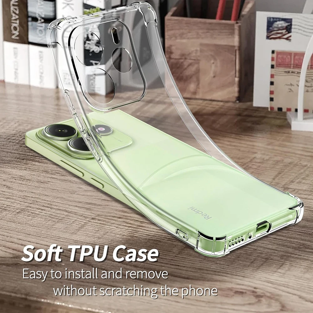 Transparente, stoßfeste Silikonhülle für Xiaomi Redmi Note 14 Pro Plus Pro+ 4G 5G, ultradünne Softshell-Rückseite RedmiNote 14 – Detail 3
