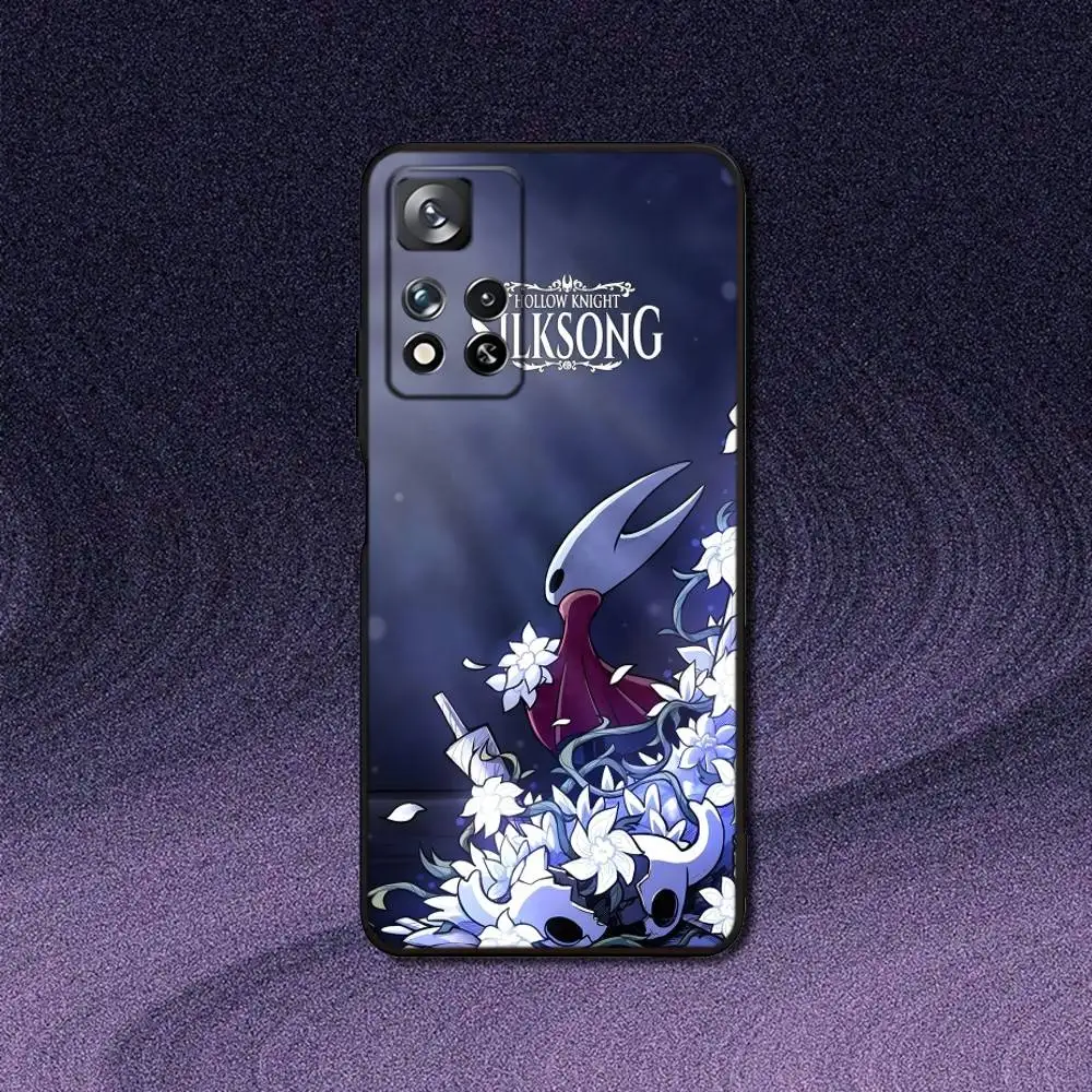 H-ホロウナイト Silksong 電話ケース Samsung S 25、24、23、22、30、21、10、9、Ultra、Plus、Lite、FE、4、5G ブラックソフトケース