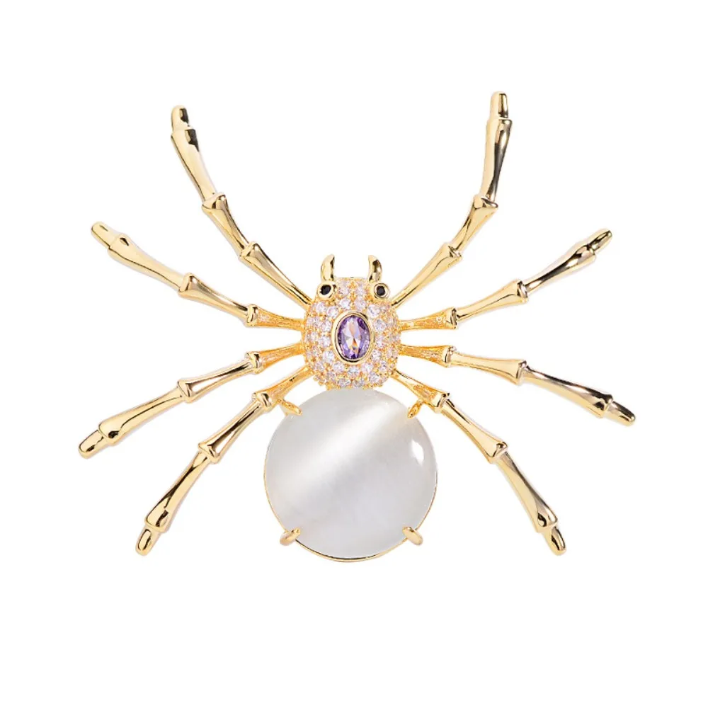 

High-End Exquisite Spider Brooches for Women Zircon Insect Corsage Lapel Pins Fashion Jewelry Badge Accessories Gifts