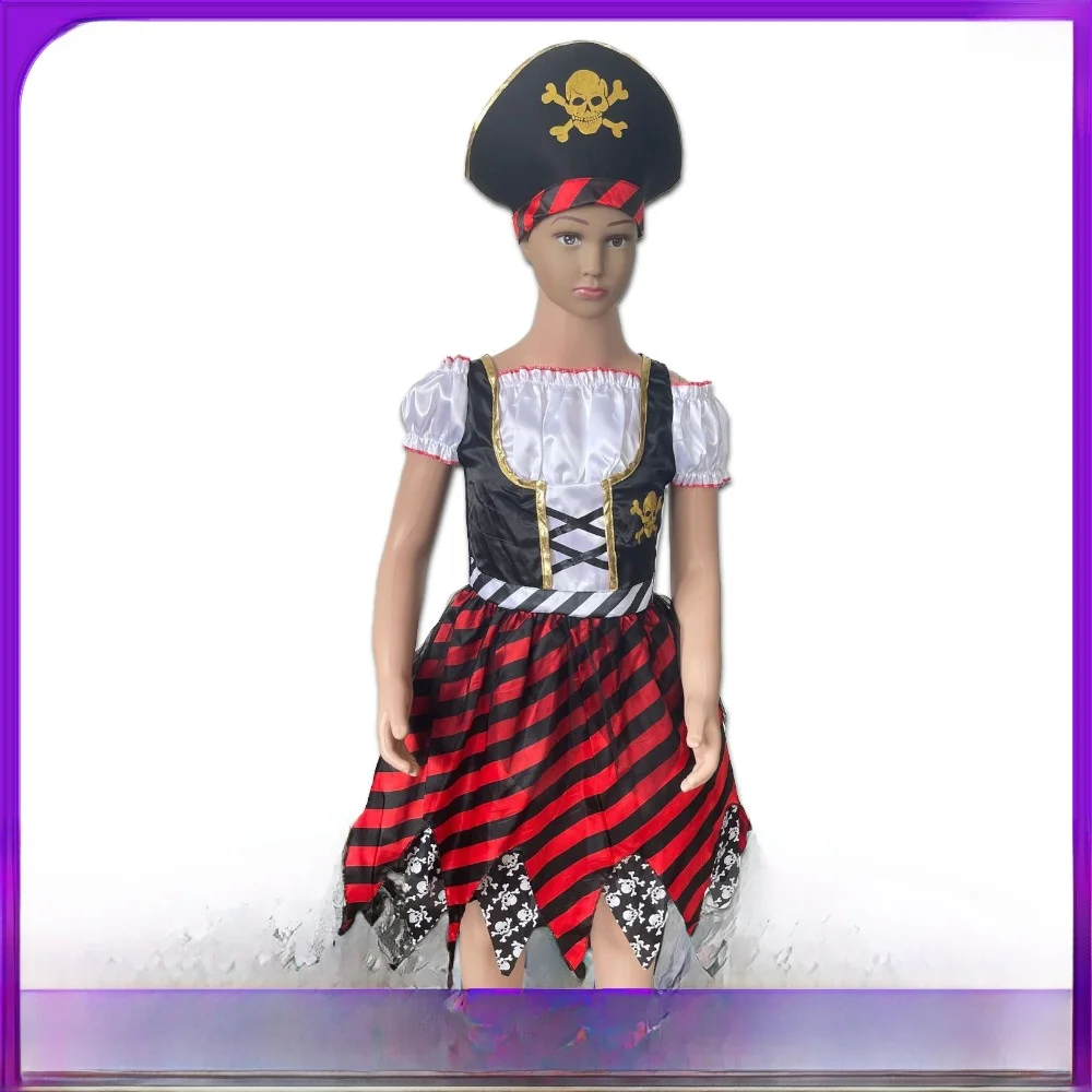

Карибский пиратский костюм для косплея, комплект на Хэллоуин, детский пиратский наряд, юбка, ролевой гардероб, аксессуар