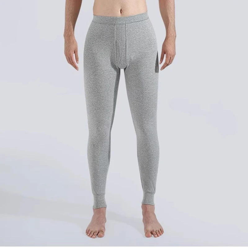 Men Long Johns Loose High Waisted Thermal Pants U Convex Pouch Enlarged Leggings High Waisted Elastic Thermal Bottoms Trousers