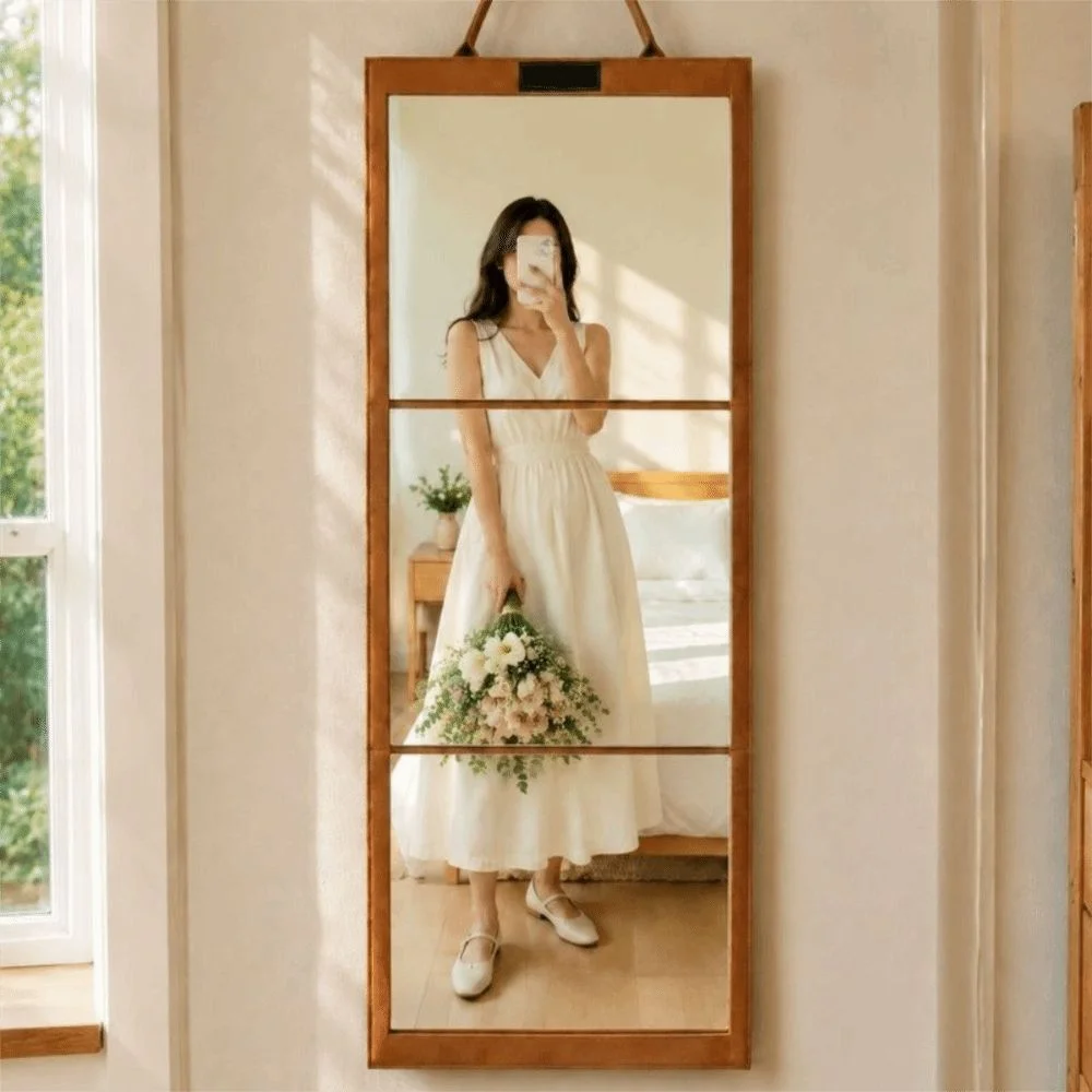 Multifunctional Foldable Full-Length Mirror Thoughtful Protection Can Be Flat Can Be Stand Portable Folding Full-Length Mirror