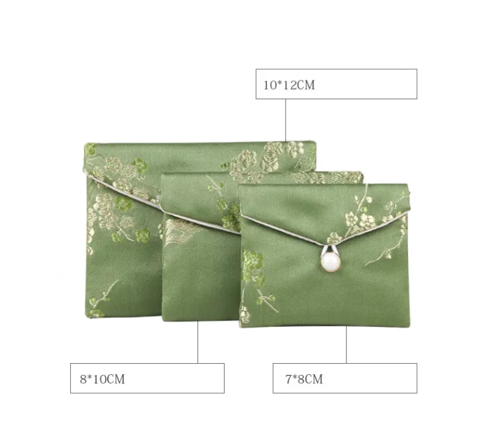 Mini Chinese Silk Brocade Gift Pouches for Jewelry, Bracelets, Necklace, Ring, Earrings, Storage Bags, Button Packaging, 60Pcs