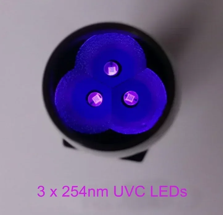 充電式USB LED懐中電灯,黒いフィルター,短波UVランプ,254nmおよび長波365nm395nm