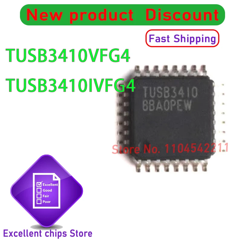 New TUSB3410 TUSB3410I TUSB3410VFG4 TUSB3410IVFG4 QFP-32 USB converter chip  10pcs