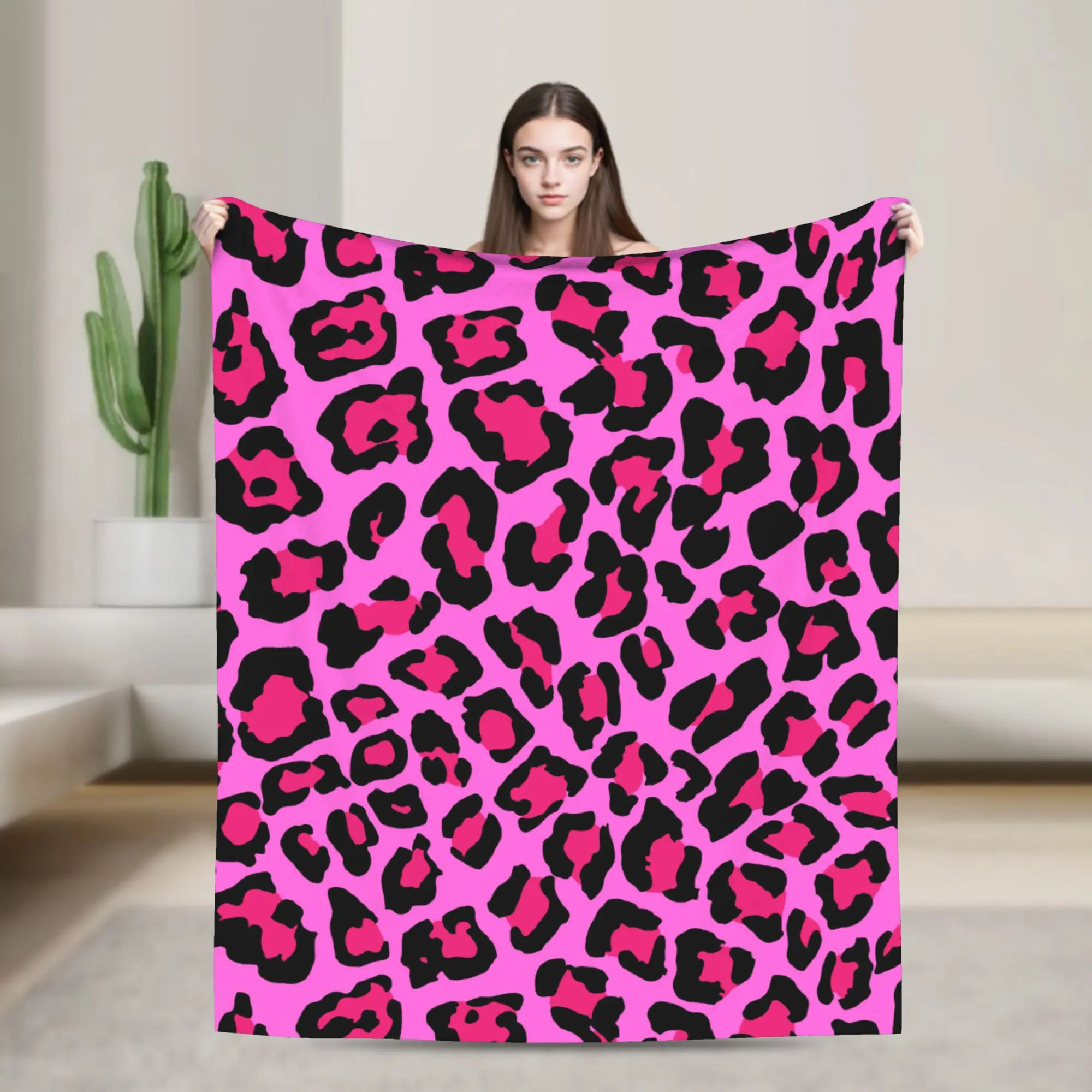 

Pink Leopard Print Blankets Camouflage Flannel Throw Blanket Bedding Couch Decoration Lightweight Bedsprea,