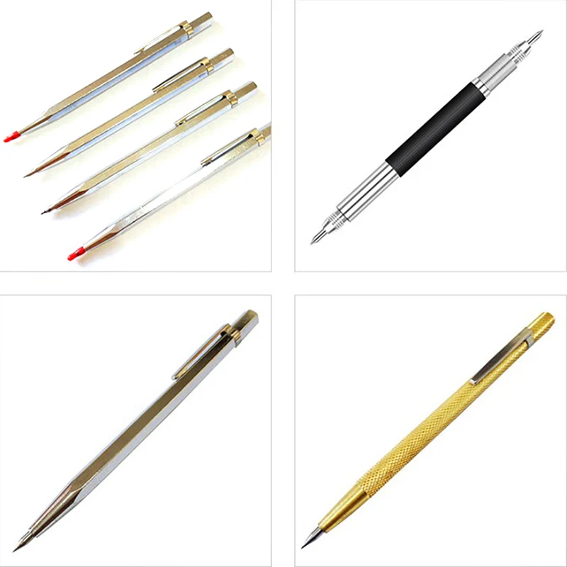 1PC Alloy Tungsten Steel Tip Double End Sharp Scriber Pen Ceramics Glass Shell Metal Construction Marking Tools