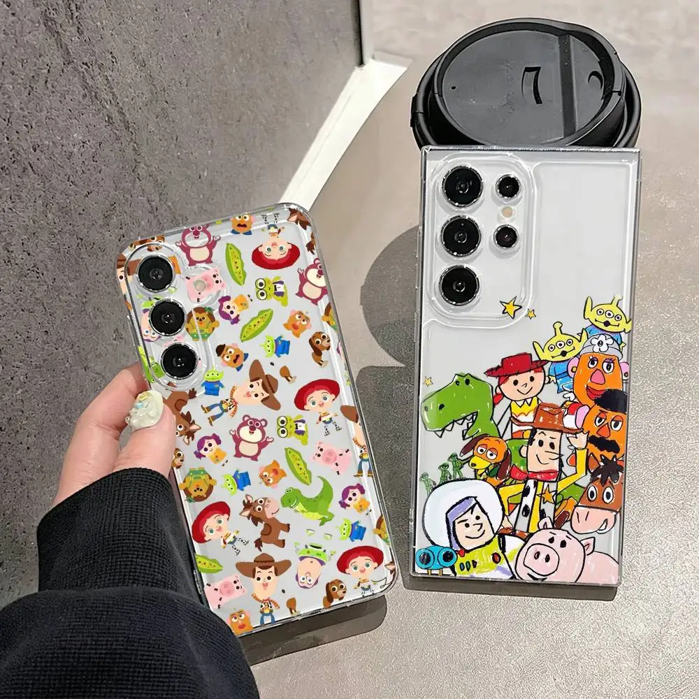 Cute Cartoon T-Toy Storys Unique  Phone Case For Samsung S25,S24,S21,S22,S23,S30,Ultra,S20,Plus,Fe,Note,10,9,5G Transparent