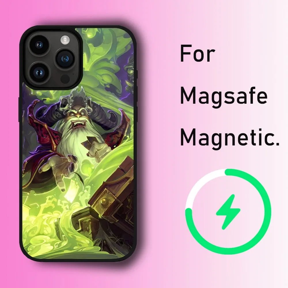 Game H-Hearthstone Heroes of Warcraft Phone Case For iPhone 11 12 13 14 15 Max Plus Pro Wireless Magnetic Magsafe Charging Shell