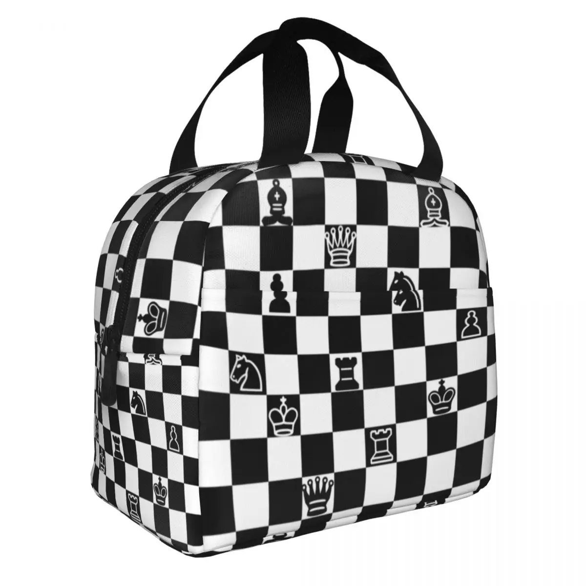 Custom Chess Resuable Lunch Boxes Women Waterproof Chessboard Game Thermal Cooler Food Insulated Lunch Bag Kids School Children