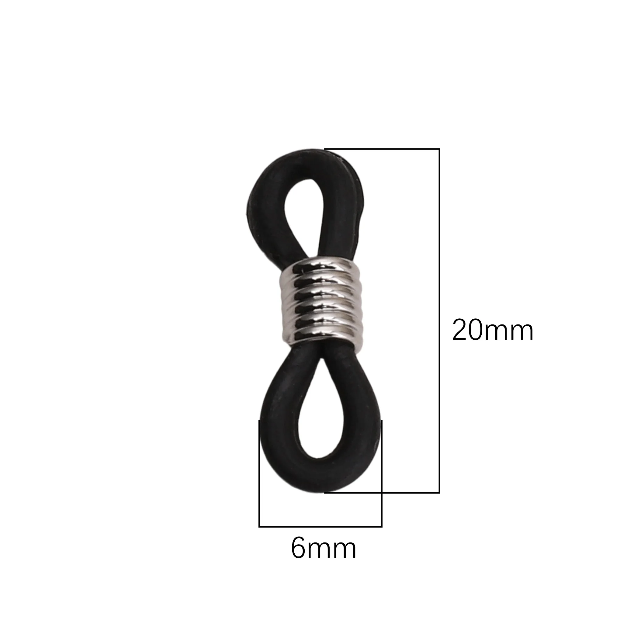 2 peças 20x6mm 18k banhado a ouro/platina ajustável antiderrapante extremidades de corrente de óculos retentor de silicone conectores de anel de óculos