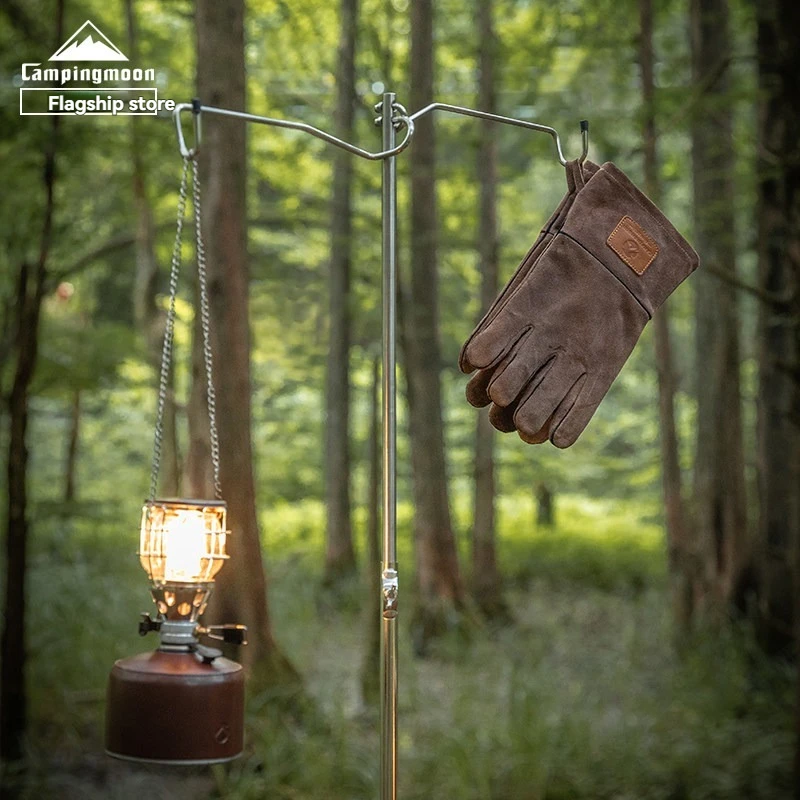 Stainless steel three section lamp stand camping column can hang large gas lamps, kerosene lamps, LED camping lamp stand