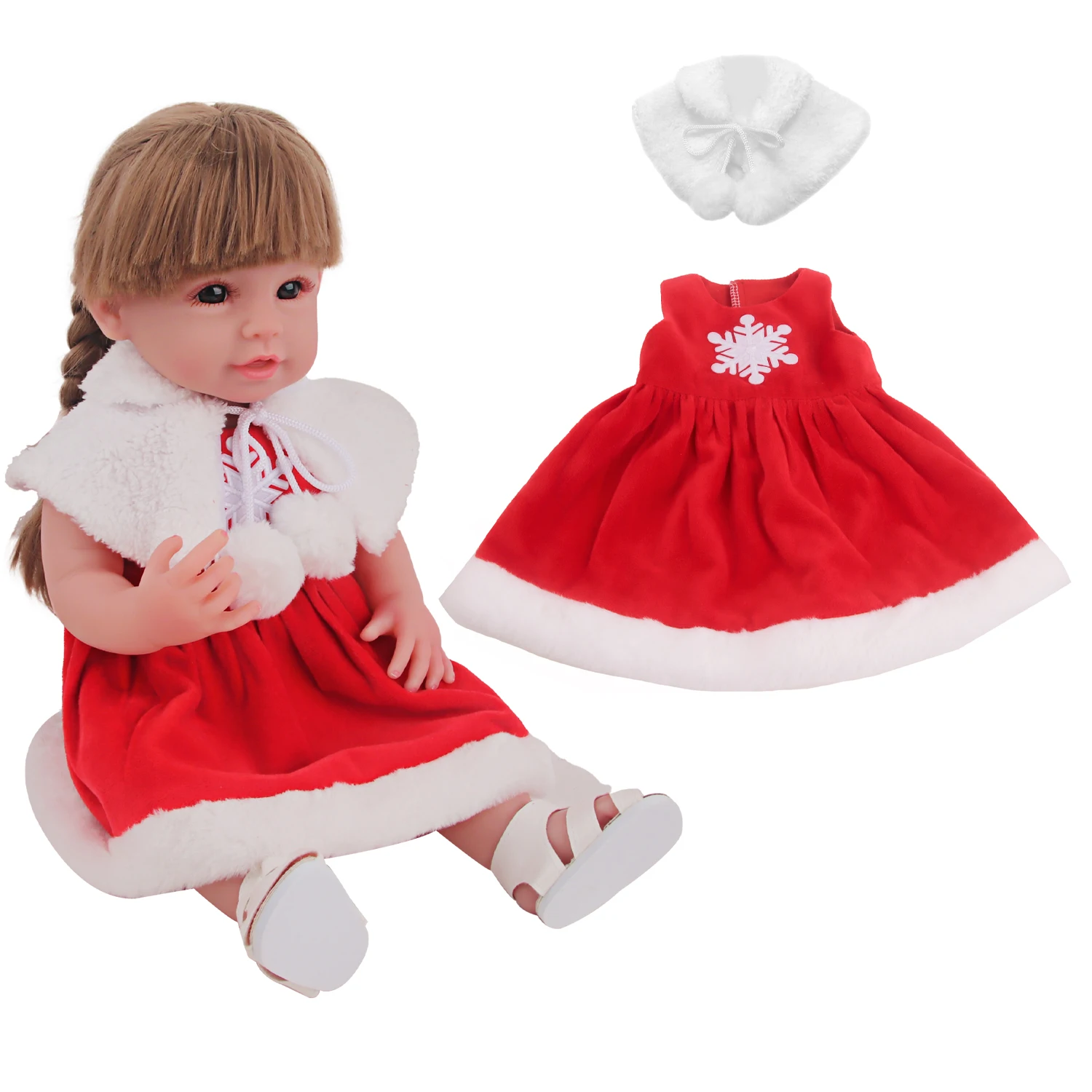 

Christmas 18 Inch 43cm Toy Doll Cosplay Costume Accessories Shawl+sleeveless Dress Mini Doll Costume Halloween Doll DIY Dress Up