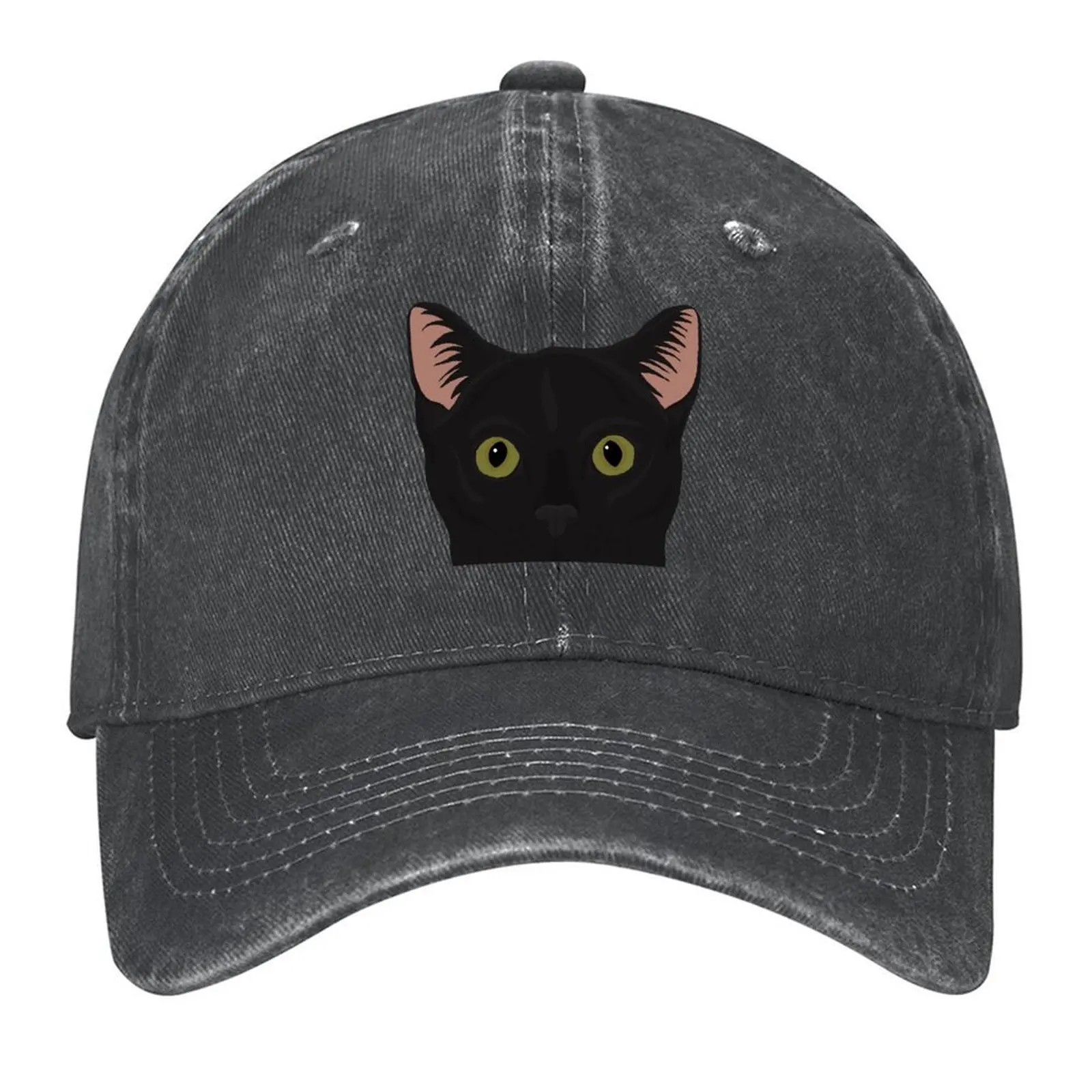 

2026 Curious Black Cat - Green Eyes Black Nose Baseball Cap Designer Hat Icon |-F-| Tactical Cap Golf Wear Men Women's