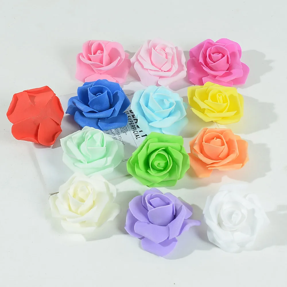 100pcs 6cm Artificial PE Foam Rose Flower Heads For Wedding Home Party Decoration DIY Garland Craft Supplies Fake Flowers Ball