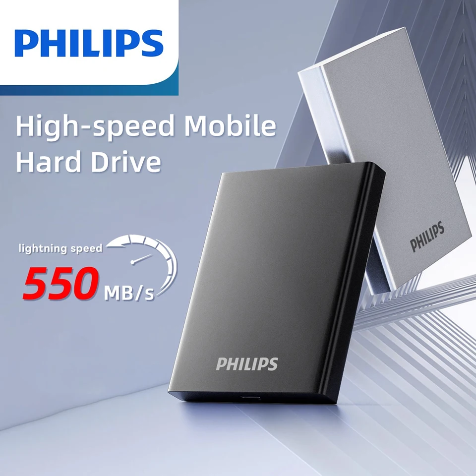 PHILIPS 51PS 1TB ポータブルSSD(silver) PHILIPS Portable SSD, 1TB External Solid State Drive, Speeds Up to