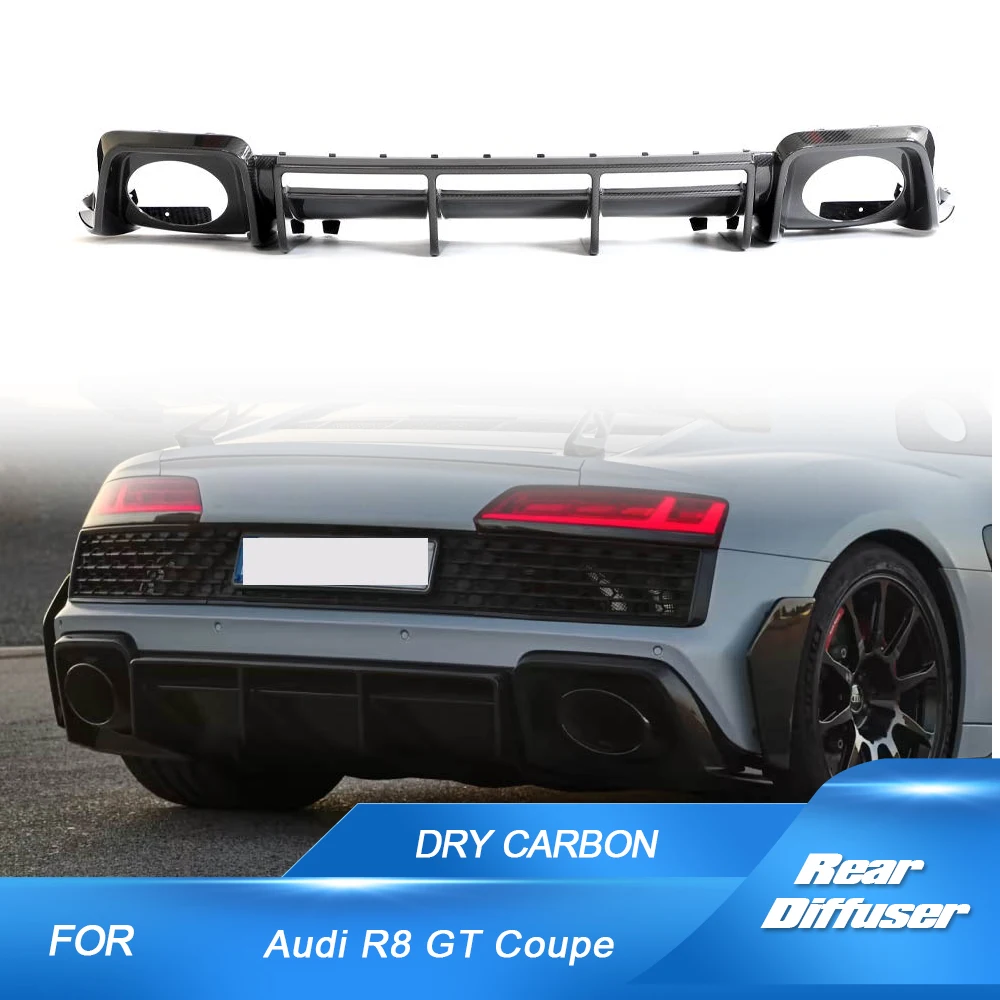 

Car Rear Bumper Diffuser Lip Spoiler for Audi R8 V10 GT Performance Coupe 2023 Facelift New R8 Dry Carbon Diffuser