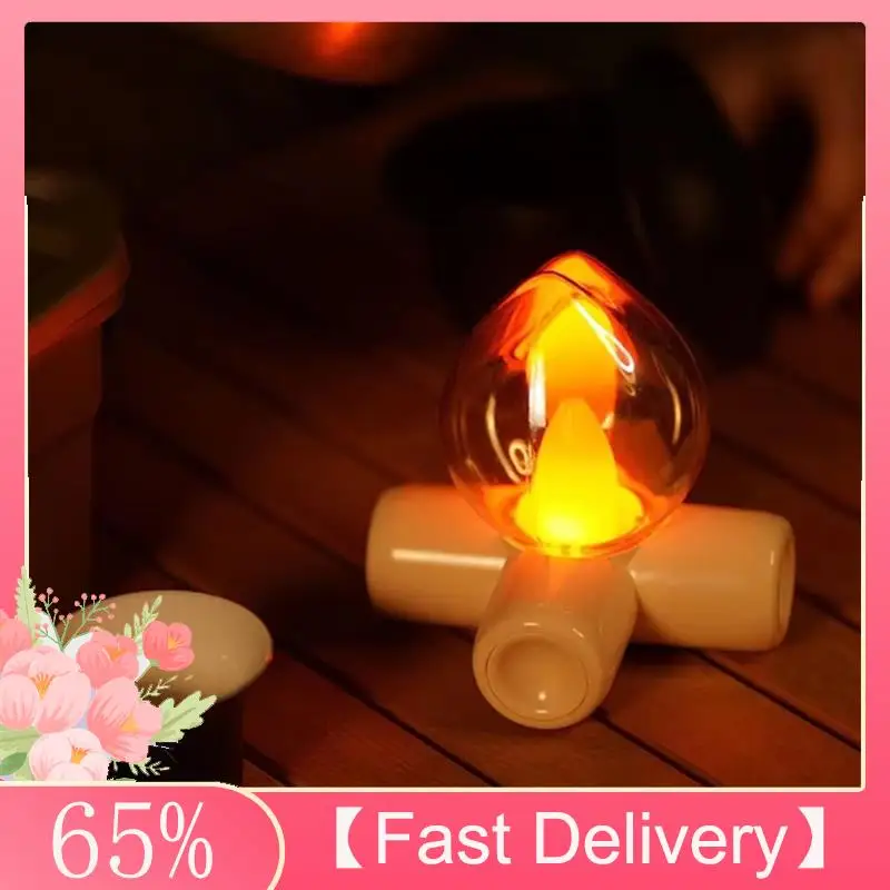 ~A61Z Rechargeable Retro Flame Lamp Table Lamp For Bedroom Sleep-Friendly Atmosphere Light