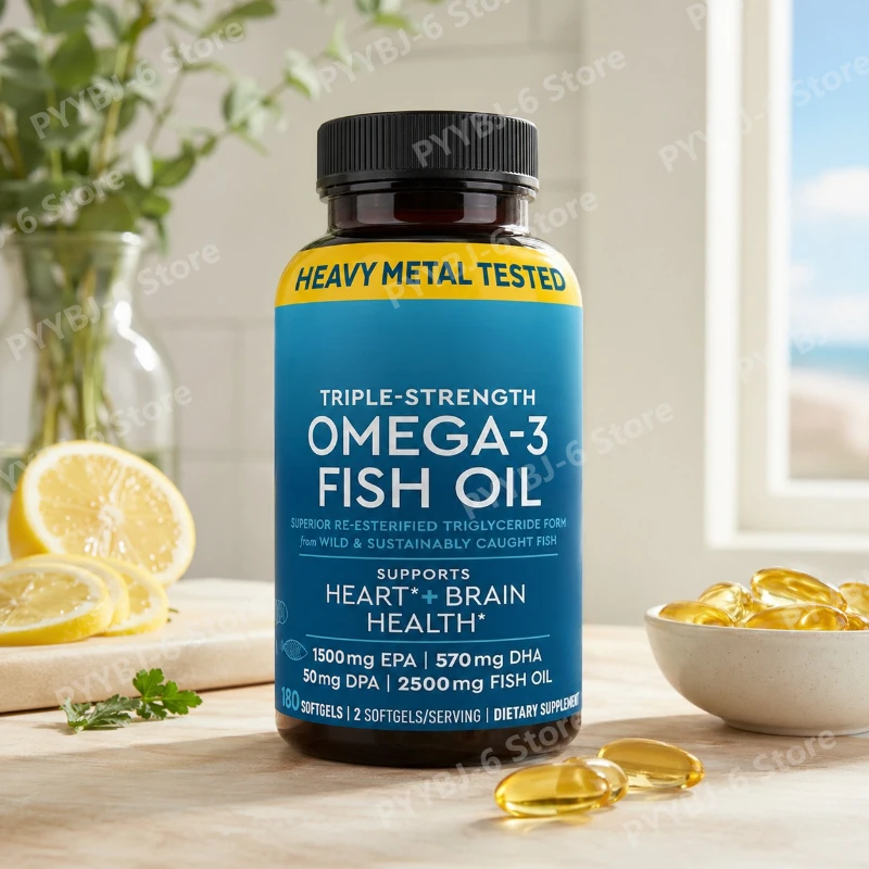 

Triple-Strength Omega-3 Fish Oil 2500mg with1500mg EPA &570mg DHA Supports Cardiovascular & Cognitive Wellness180 Softgels