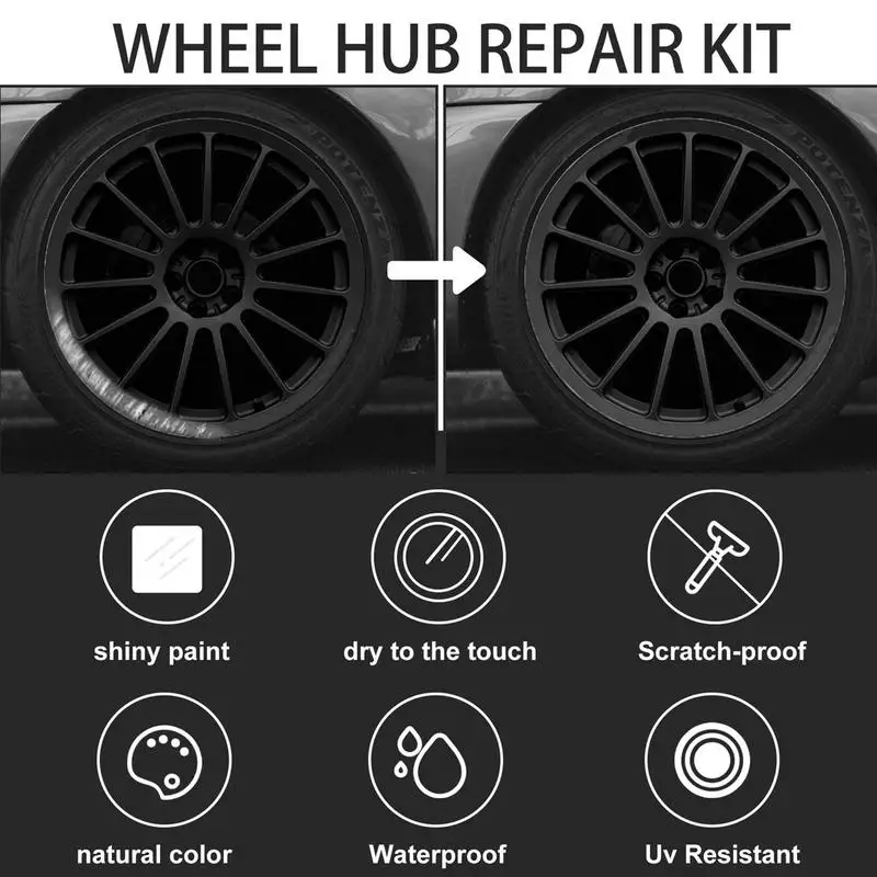 Roda do carro Scratch Repair Kit Adesivo, Liga DIY, Touch-Up, Black Paint Fix Tool para Auto, Uso Geral