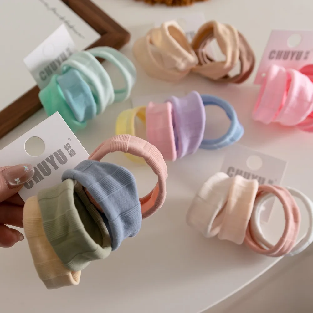 

4pcs/set Macaron Color Hair Rope Set High Elastic Seamless Towel Hair Ties Cloth Hair Band Hair Accessories Elastic Hair Rings