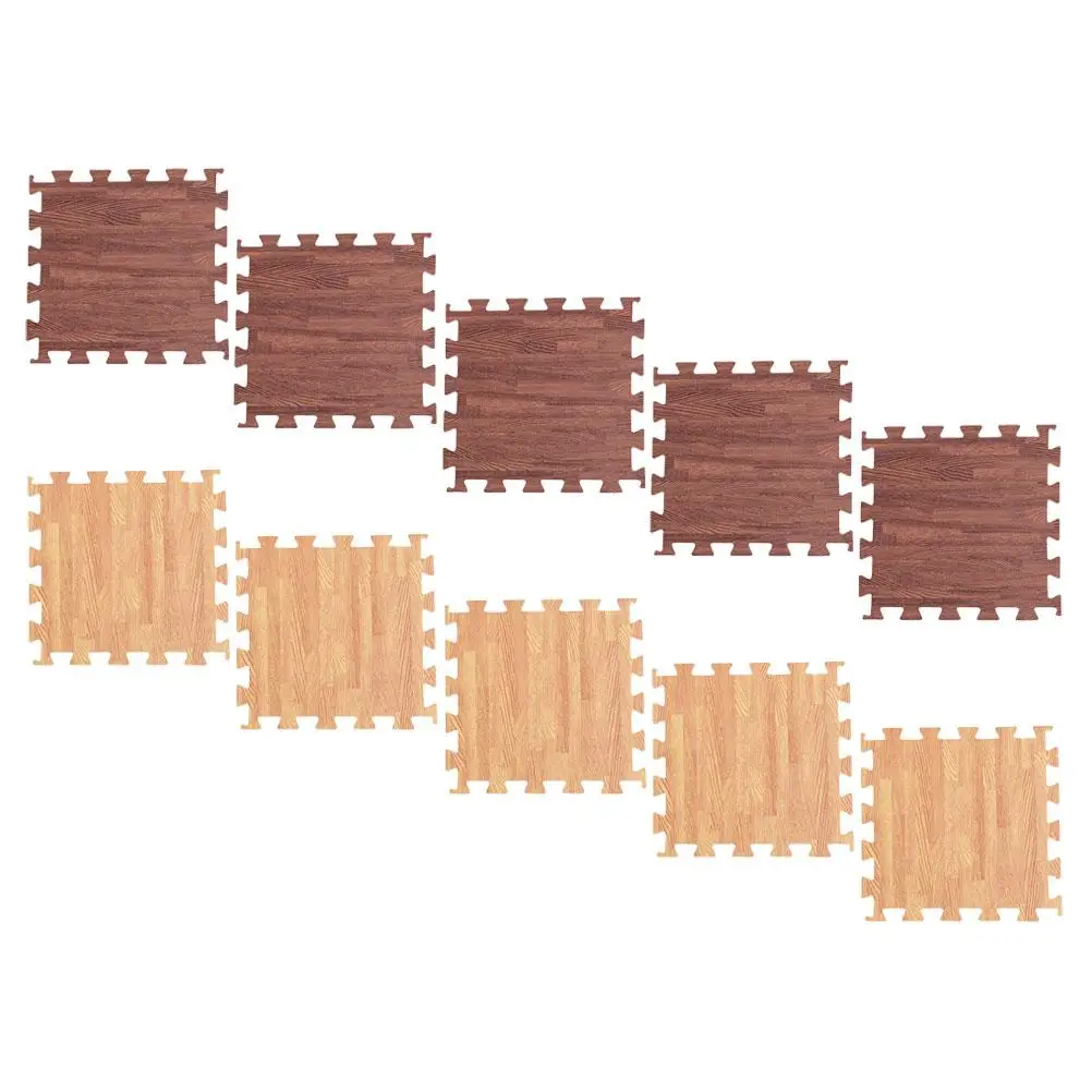 

10pcs EVA Foam Floor Mats Wood Grain Puzzle Tiles Interlocking Gym Flooring 30x30cm Thickened Crawling Pad Anti Slip Easy Clean