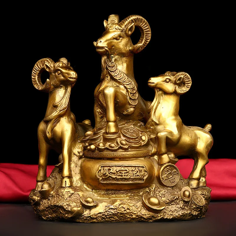 Guyunzhai Brass Three Rams Bring Bliss Decoration Sanyang Kaitai Craft Gift Zodiac Copper Sheep Home Furnishings