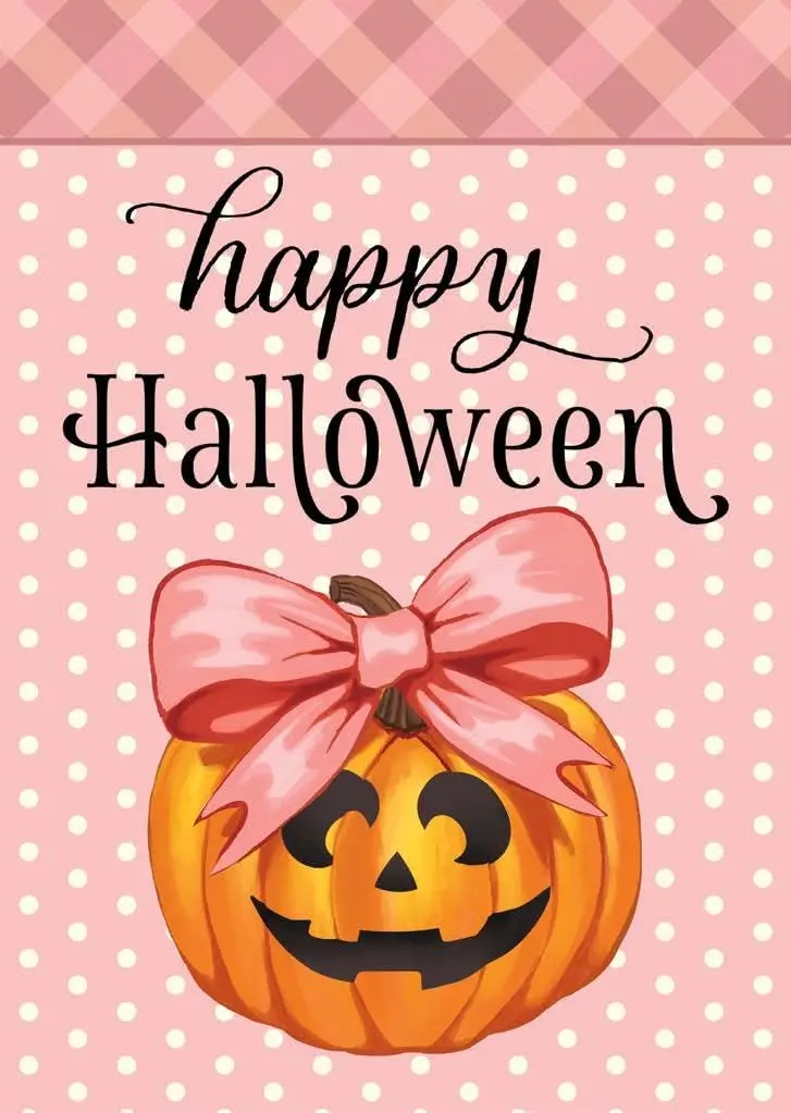 Evergreen Happy Halloween Pink Suede Garden Flag 12