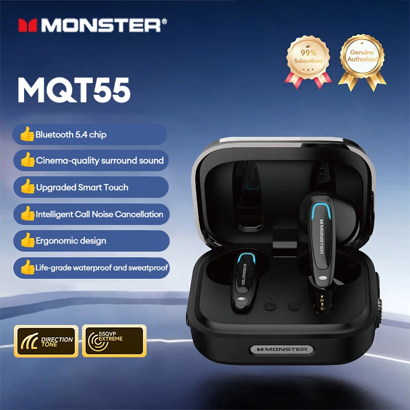 Choice Monster MQT55 TWS auriculares inalámbricos Bluetooth 5,4 estéreo HIFI auriculares de música para juegos auriculares con cancelación de ruido nuevos