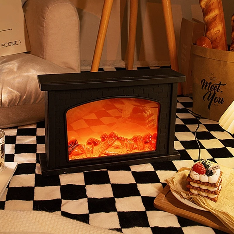 Лампа с имитацией пламени, ночник, ретро-атмосфера, украшение, каминная лампа, украшения в европейском стиле