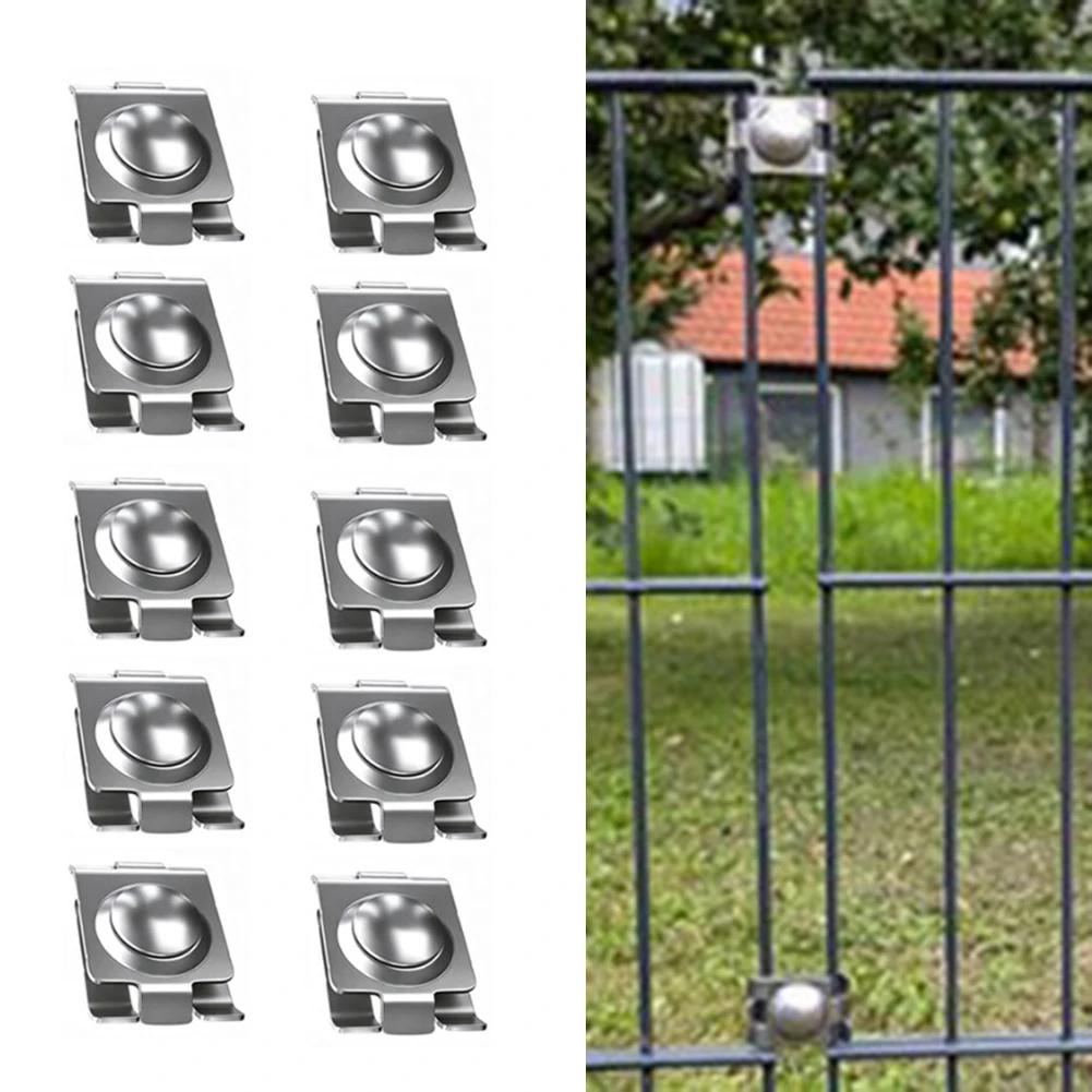 

Stainless Steel Double Pole Fence Connector Set 10 pcs for For mesh Fencing Longitudinal Angle and Corner Installation