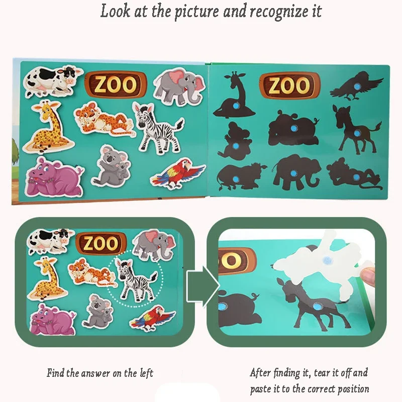 Montessori Velcro Quiet Book My First Busy Book Animal Fruit Numbers Matching Game DIY Puzzle Educational Toys For Kids Children