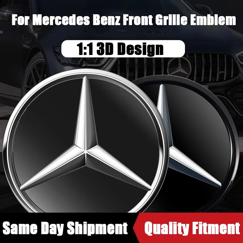 

Chrome Black 3D Mirror Emblem For Mercedes Benz A B C E S GLA GLB GLC GLE GLS GLK SLK SL ML-Class Front Grille Star Logo